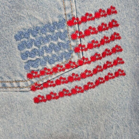 Old Navy Plus Size 22 Extra High Rise Sky Hi Straight Flag Embroidered Jeans NWT - Picture 5 of 13